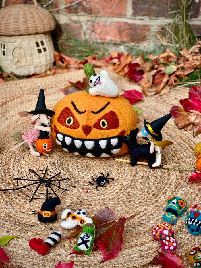 Handmade Felt Halloween Tricks (Set of 4) Hanging Felt Decorations