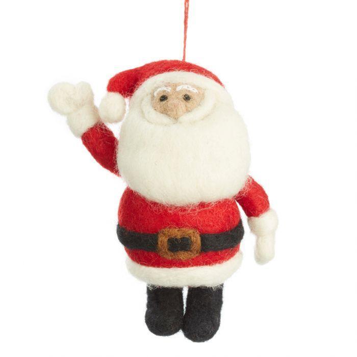 Handmade Felt Round Santa Christmas Tree Hanging Decoration.