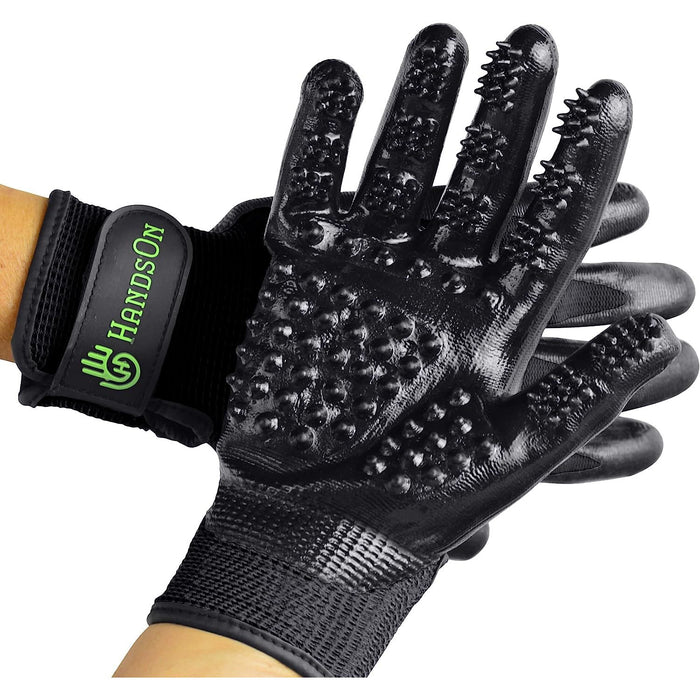 HandsOn Pet Grooming Gloves Large Dogs Cats Grooming Shedding 2-Pack