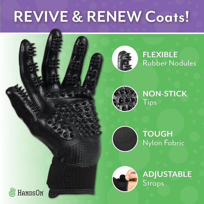 HandsOn Pet Grooming Gloves Large Dogs Cats Grooming Shedding 2-Pack