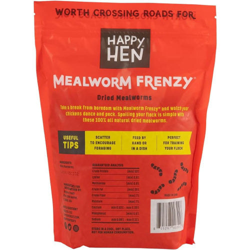 Happy Hen Mealworm Frenzy 10 oz. + Flock Perfect Poultry Shell 8 Lbs High Protein Chicken Treat & Natural Calcium Bundle