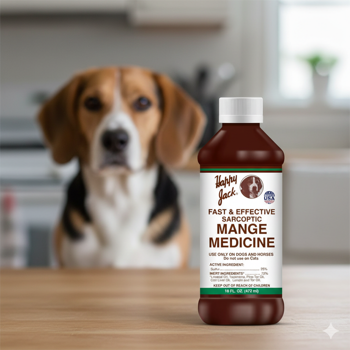 Happy Jack Sarcoptic Mange 16 oz Medicine Dogs Skin Relief Cure-All Treatment