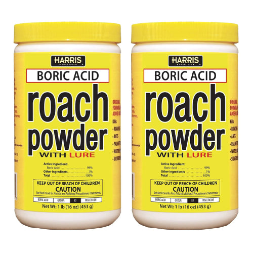 HARRIS Boric Acid Roach Control Powder 16 oz. with Lure Indoor Long Lasting 2PK