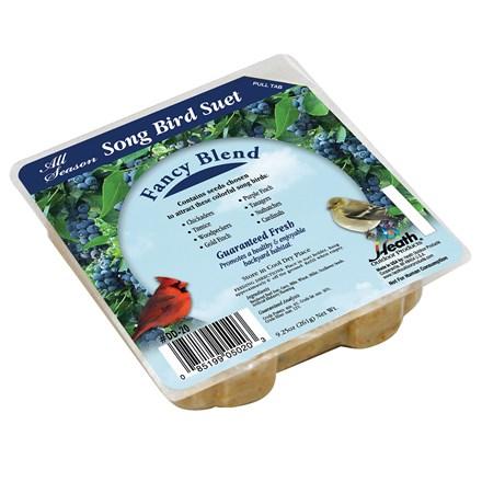 Heath Outdoor Fancy Blend Bird Suet Cake 9.27oz & Large Suet Basket Bundle