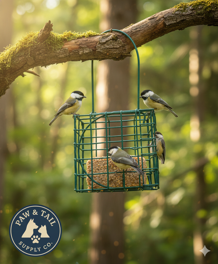 Heath Outdoor Fancy Blend Bird Suet Cake 9.27oz & Large Suet Basket Bundle