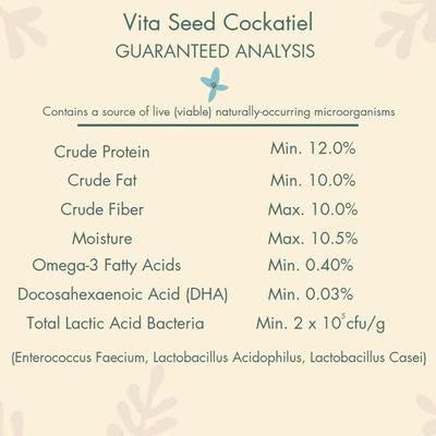 Higgins Vita Seed Cockatiel Food 2.5 lb Premium Seed Blend w/ Probiotics & DHA