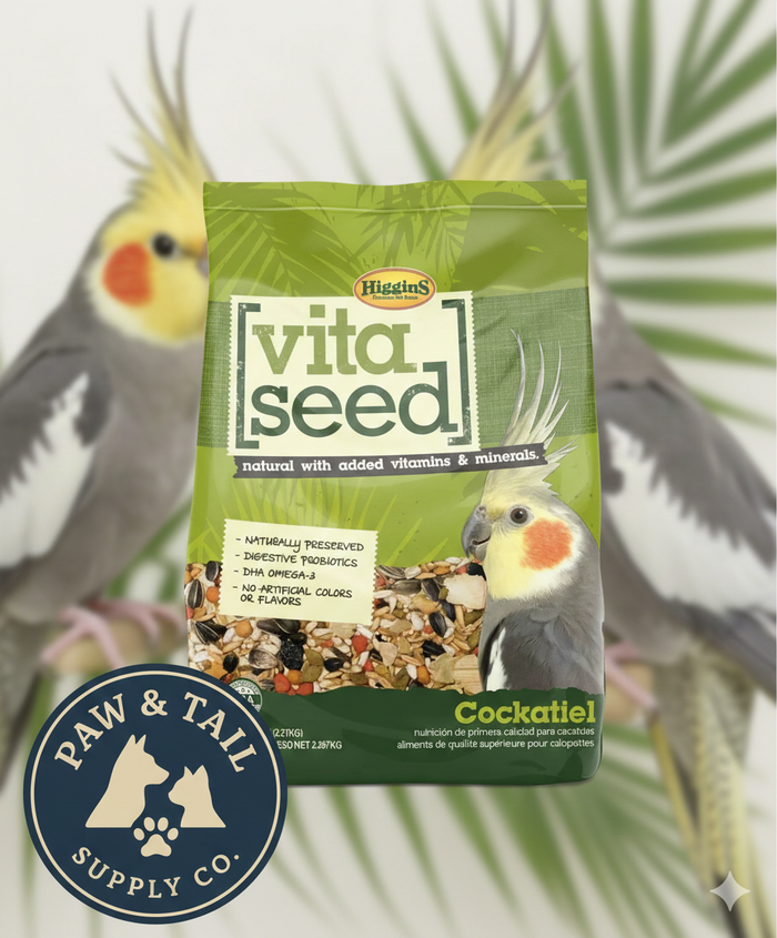 Higgins Vita Seed Cockatiel Food 5 lb Premium Seed Blend w/ Probiotics & DHA