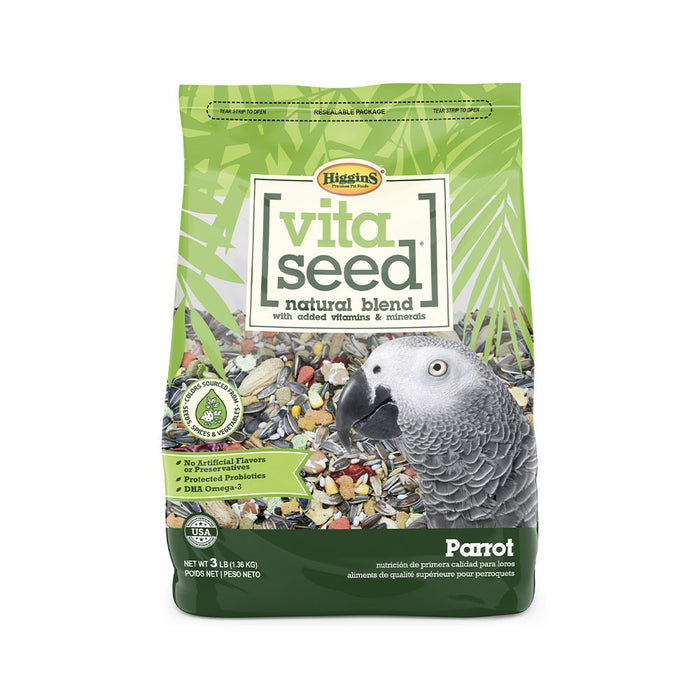 Higgins Vita Seed Parrot Food 3 lbs. Premium Seed Blend w/ Probiotics & DHA Omega-3