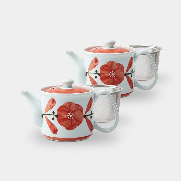 [JAPANESE TEA POT] CIRCLING FLOWERS PATTERN SET OF 2 (LIGHT) | HASAMI WARES| SAIKAI TOKI