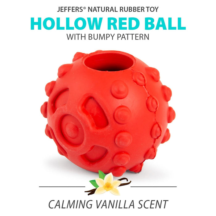 Jeffers Hollow Red Knobby Ball Natural Rubber Dental Treat Dispensing Dog Chew Toy