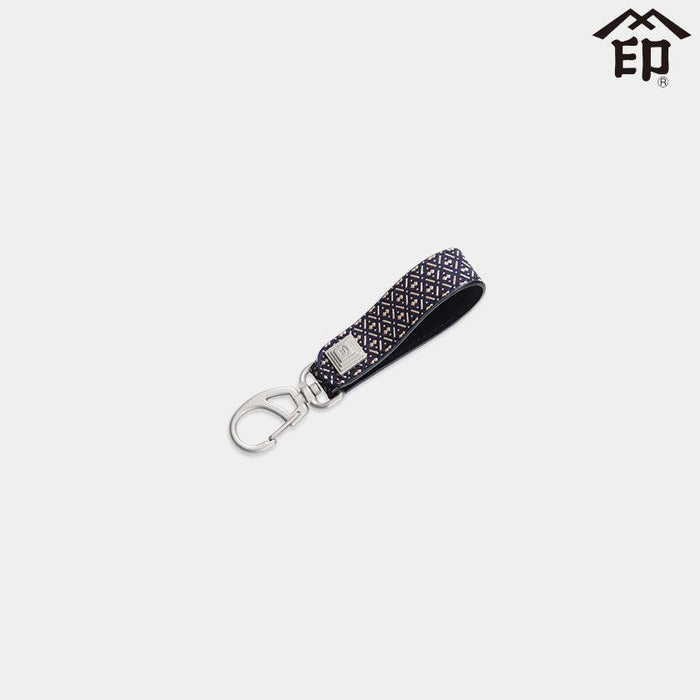 [KEYCHAIN] KEY HOLDER B JAPANESE GOURD (NAVY BLUE BASECOAT WITH WHITE LACQUER) | KOUSHU INDEN (LACQUERED DEERSKIN CRAFTS)| INDEN-YA