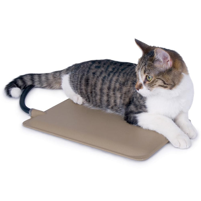 K&H Heated Outdoor Kitty Pad Petite Waterproof Cat Heating Mat Tan 9x12
