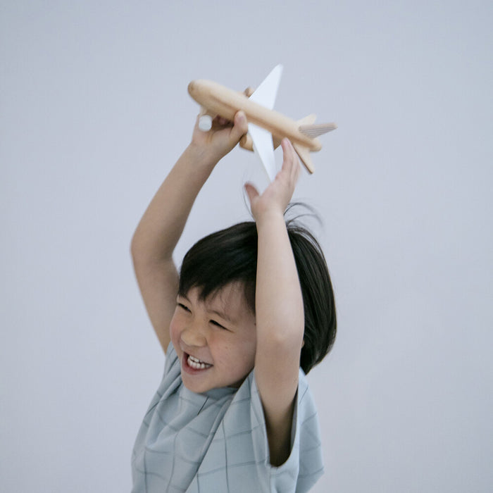 Kiko & gg Wooden Friction Jet Plane White