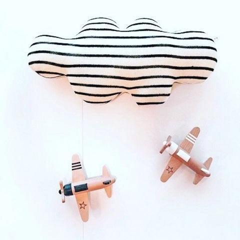 kiko + Gg Wooden Wind-up Propeller Plane Black.