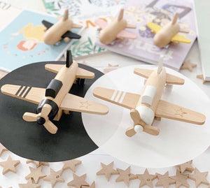 kiko + Gg Wooden Wind-up Propeller Plane Black.
