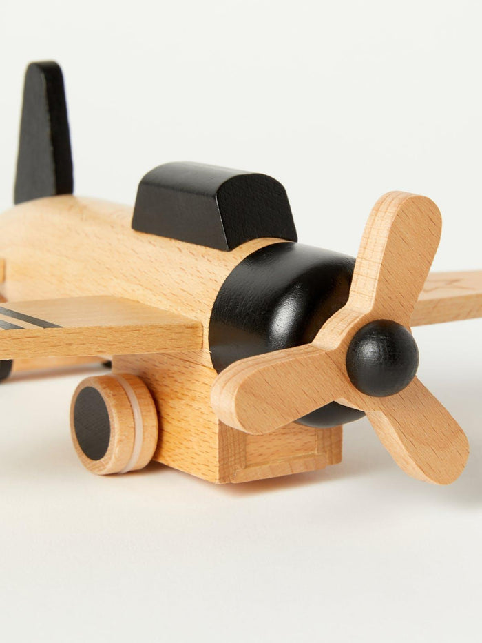 kiko + Gg Wooden Wind-up Propeller Plane Black.
