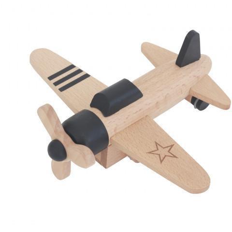 kiko + Gg Wooden Wind-up Propeller Plane Black.