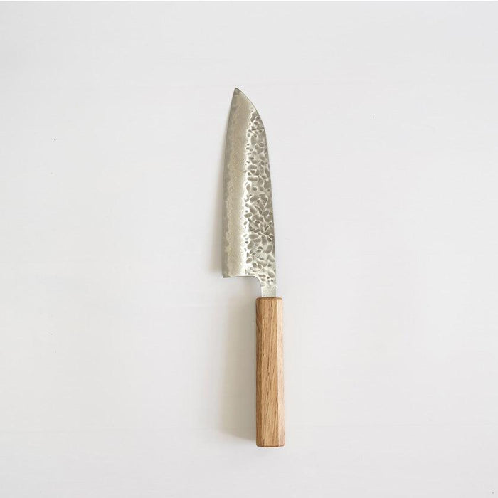 [KITCHEN (CHEF) KNIFE] AUS10 HAMMERED DAMASCUS OAK OCTAGONAL HANDLE 170 | BECOS ORIGINAL