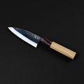 Shinbu deba knife 120mm with hammered black blade and wooden handle | Fukube Kaji, Ishikawa