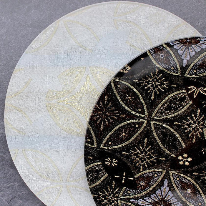 [LARGE PLATE] PLATE SHIPPO PATTERN  WHITE & BLACK 2-PIECE SET | NISHIJIN TEXTILES | RE:NISTA
