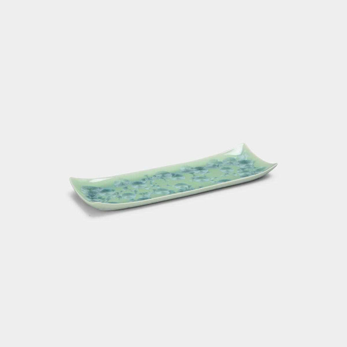 [LARGE PLATE (PLATTER)] FLOWER CRYSTAL (GREEN) LONG PLATE | TOUAN | KYOTO-KIYOMIZU WARES