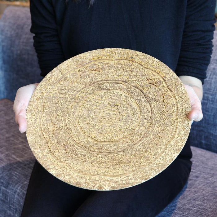 [LARGE PLATE (PLATTER)] KYO YUZEN FLOWER PATTERN | PRINTING AND KYO-YUZEN ENGRAVING| SANSAI STUDIO