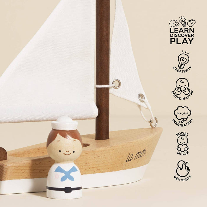 Le Toy Van Wooden Sailing Boat & Captain: LAST ONE