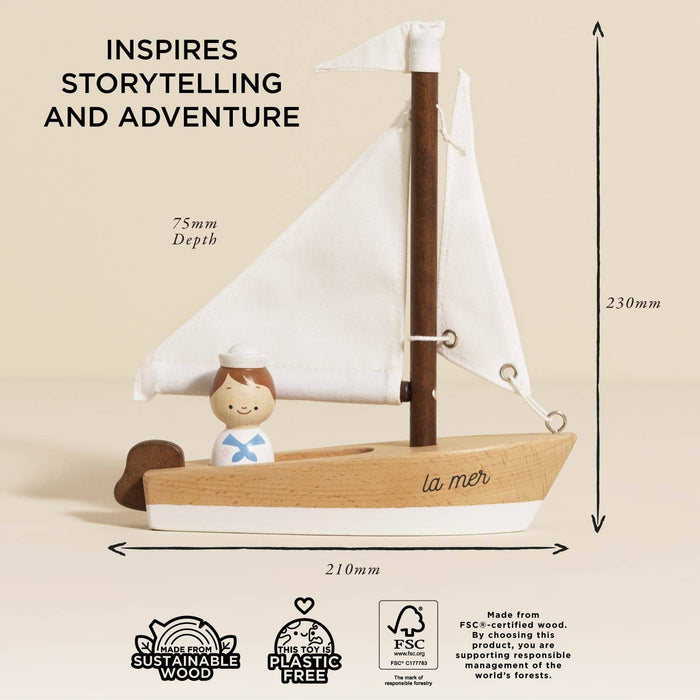 Le Toy Van Wooden Sailing Boat & Captain: LAST ONE