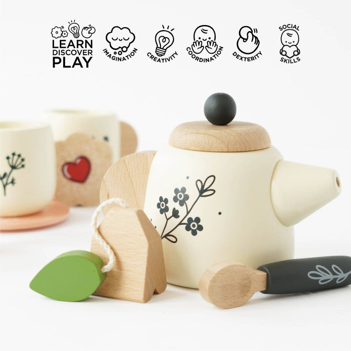 Le Toy Van Wooden Tea Set & Tray – 12-Piece FSC-Certified Pretend Play Set