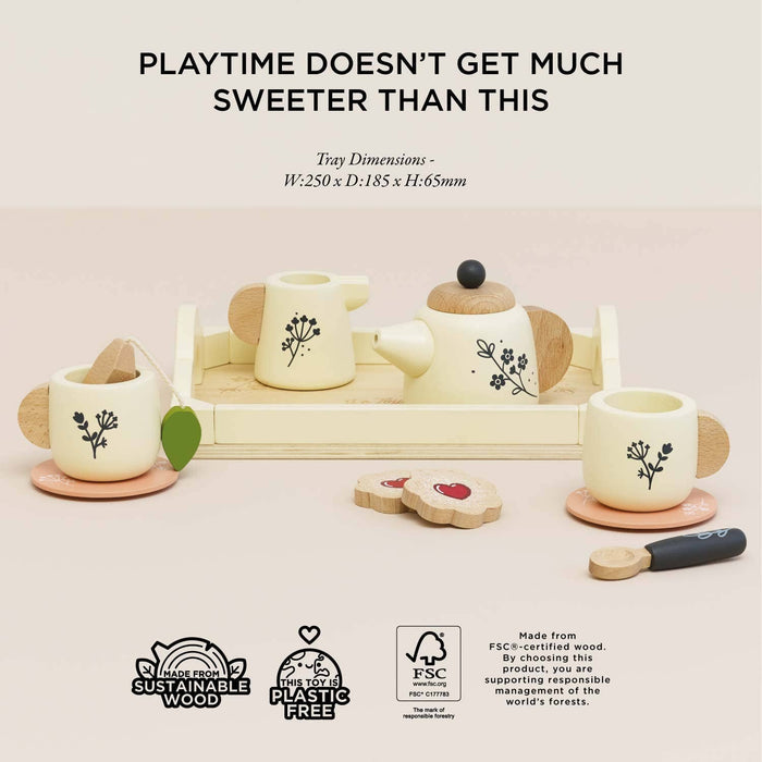 Le Toy Van Wooden Tea Set & Tray – 12-Piece FSC-Certified Pretend Play Set