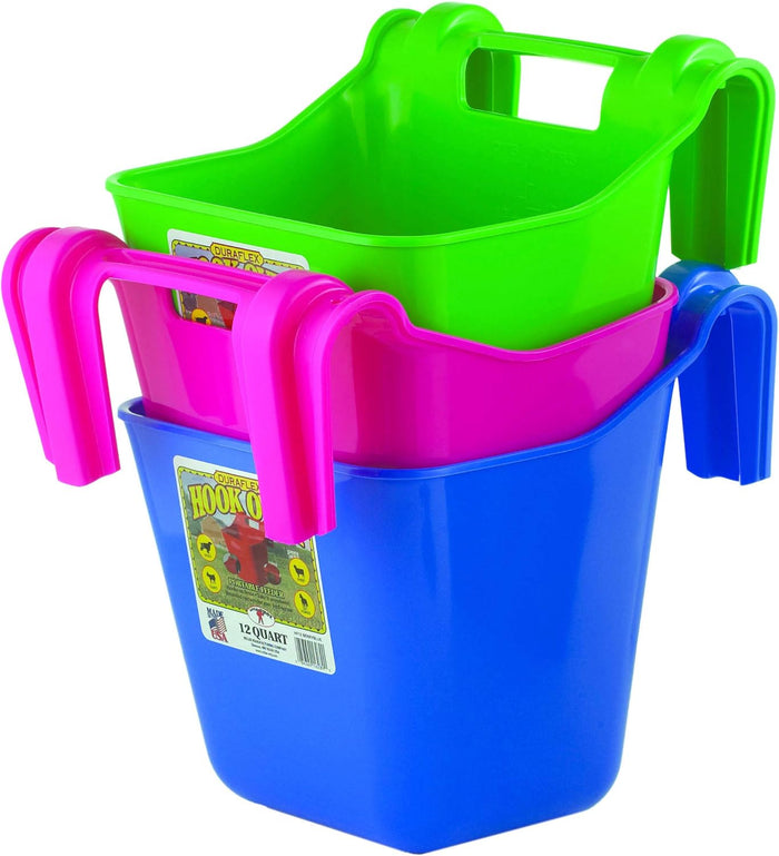 Little Giant 12 Quart Plastic Hook Over Feeder Mountable Livestock Feed Bucket