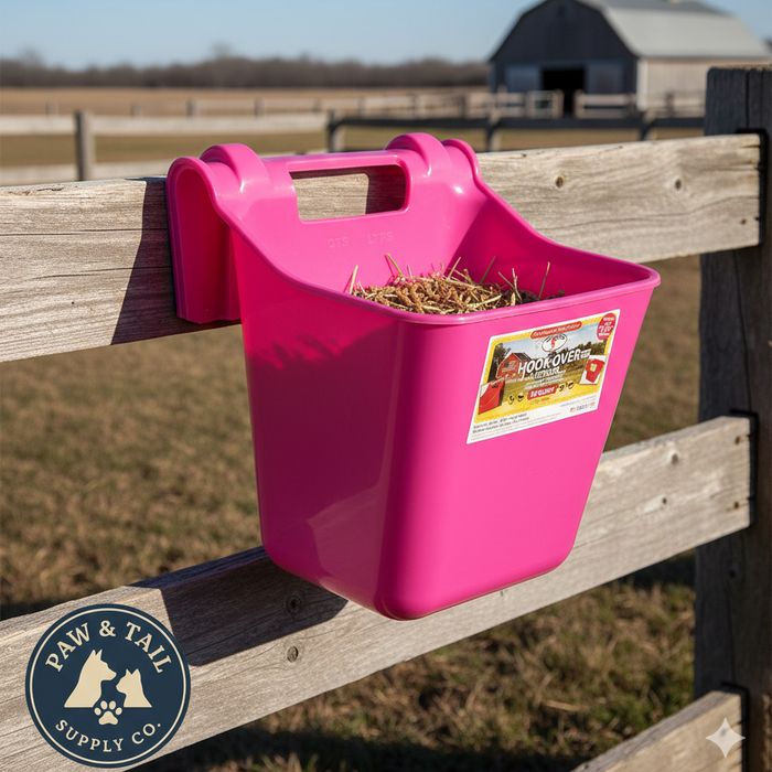 Little Giant 12 Quart Plastic Hook Over Feeder Mountable Livestock Feed Bucket