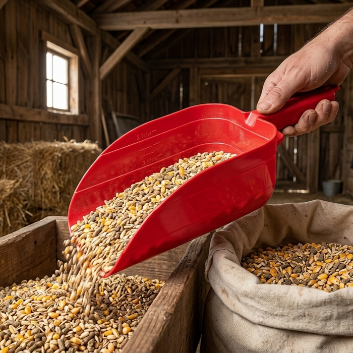 Little Giant 5 Pint Plastic Utility Scoop Red Feed Grain Food Scoop 2-Pack
