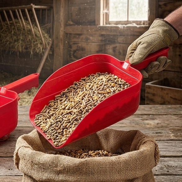 Little Giant 5 Pint Plastic Utility Scoop Red Feed Grain Food Scoop 2-Pack