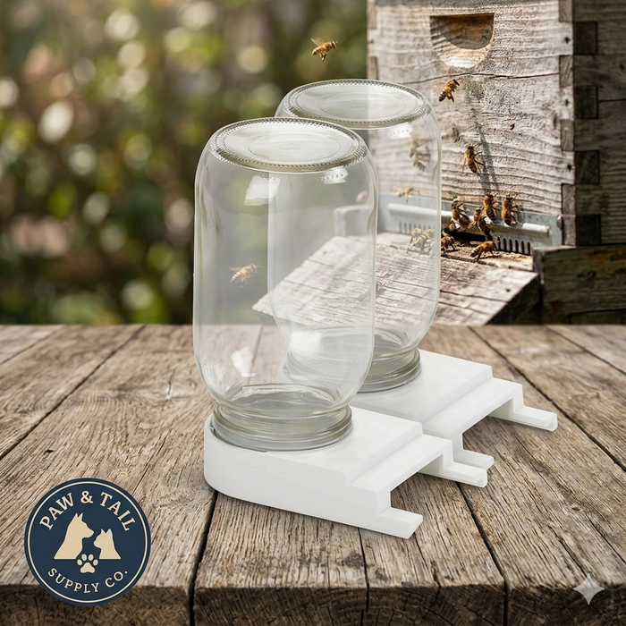 Little Giant Beehive Entrance Feeder Glass Jar Bee Syrup Feeder 1 Quart 2-Pack