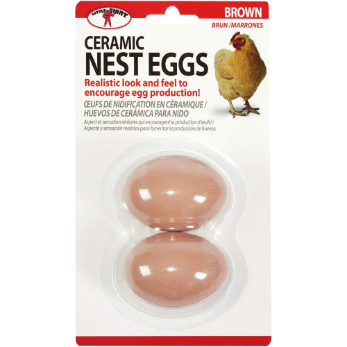 Little Giant Ceramic Nest Eggs 2 Pack Fake Eggs for Chicken Coops Brown