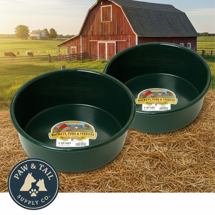 Little Giant DuraFlex Utility Feed Pan 5Qt Green Livestock Animal 2PCK