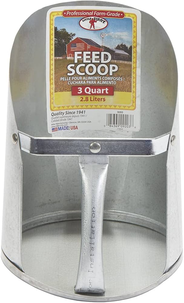 Little Giant Galvanized Steel Feed Scoop 3 Quart Livestock Metal Farm Feed Scoop 2PCK