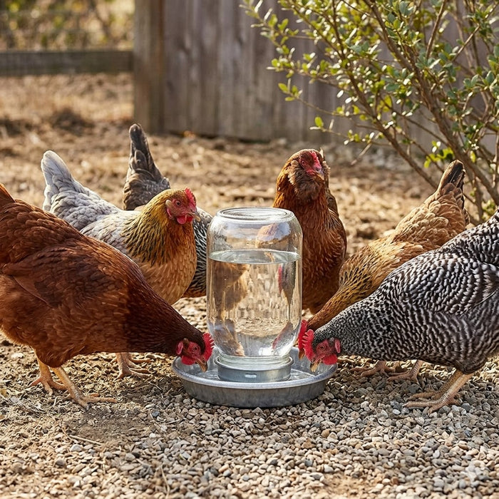 Little Giant Glass Mason Jar Baby Chick Waterer 1 Quart, Gravity-Fed Poultry Waterer