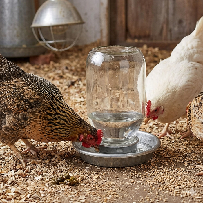 Little Giant Glass Mason Jar Baby Chick Waterer 1 Quart, Gravity-Fed Poultry Waterer