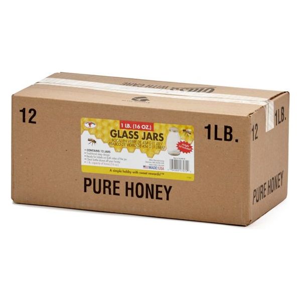 Little Giant Honey Jars With Glass Lid 16 Oz. 12-Pack Little Giant