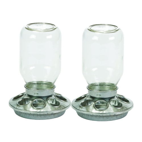 Little Giant Mason Jar Baby Chick Feeder 1 Quart Poultry Galvanized Steel Base 2PCK