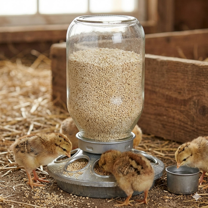 Little Giant Mason Jar Baby Chick Feeder 1 Quart Poultry Galvanized Steel Base 2PCK