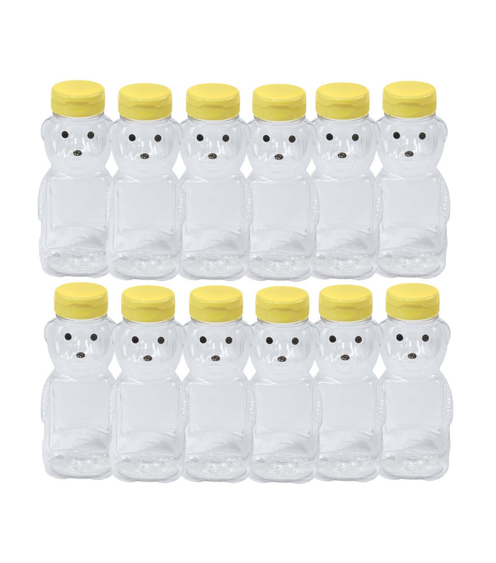 Little Giant Plastic Bear Bottle Honey Squeeze Bottle with Flip-Top Lid 12PCK