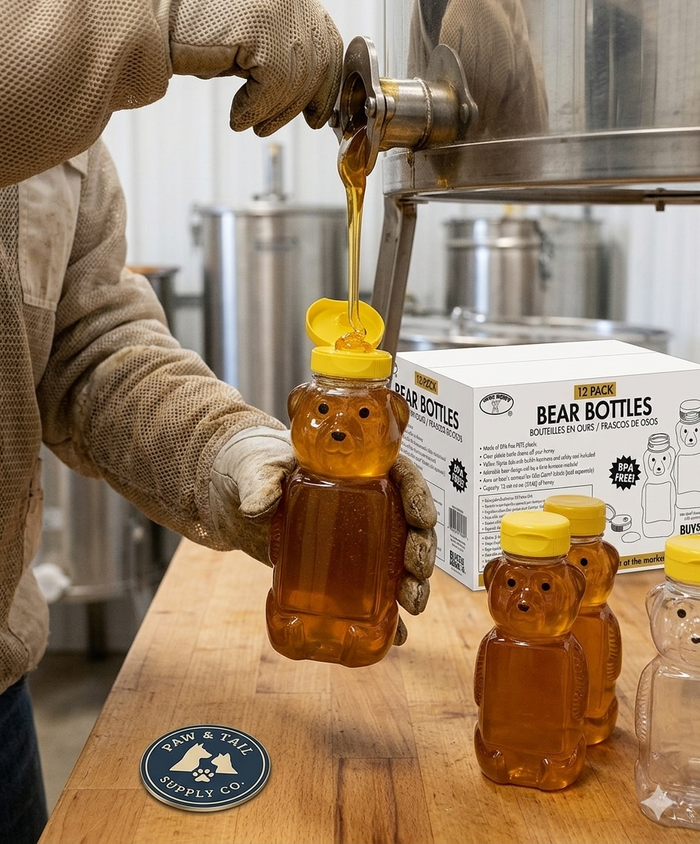 Little Giant Plastic Bear Bottle Honey Squeeze Bottle with Flip-Top Lid 12PCK