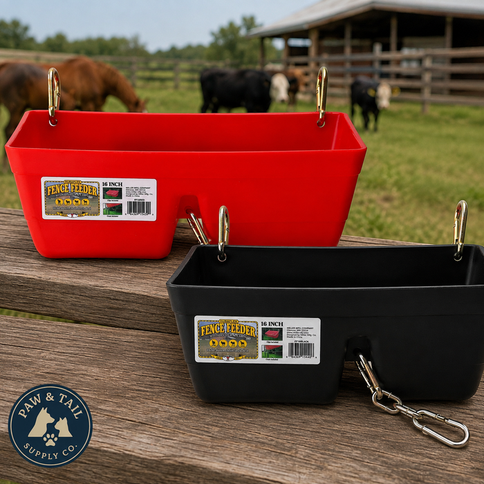 Little Giant Plastic Fence Feeder Livestock Feed Bucket With Clips 16", Assorted Colors
