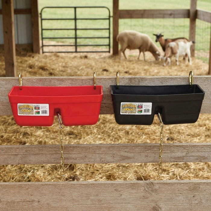 Little Giant Plastic Fence Feeder Livestock Feed Bucket With Clips 16", Assorted Colors