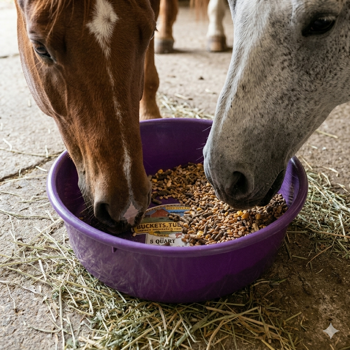 Little Giant Plastic Utility Pan 5 Quart Livestock Feeding Bucket Durable Purple 2-Pack
