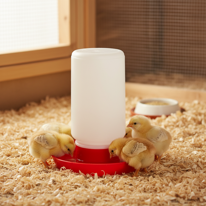 Little Giant Poultry Chicken 1 quart  plastic Waterer Set Red Replacement