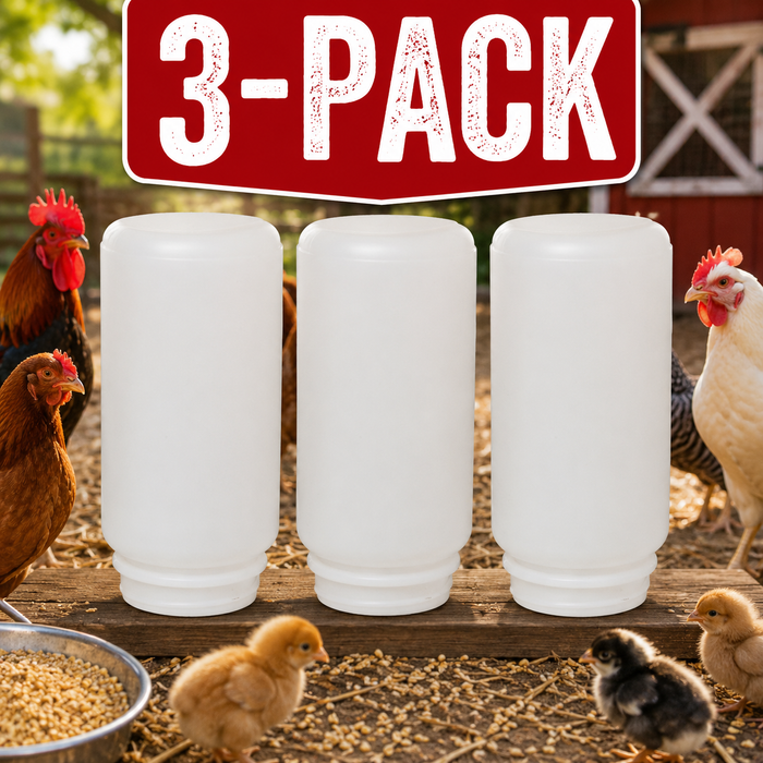 Little Giant Screw-On Poultry Jar Heavy Duty Translucent Plastic Container 1 Quart 3-Pack